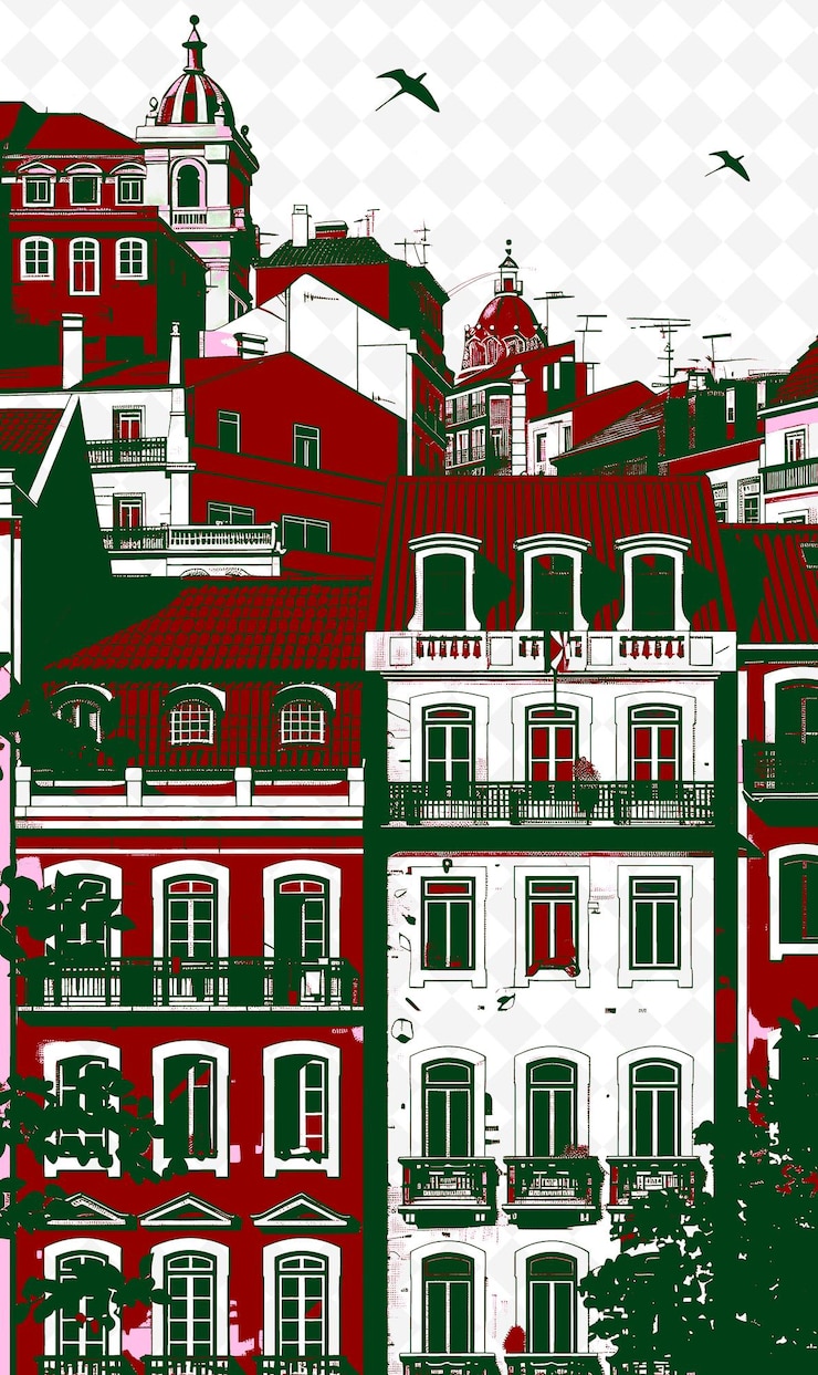 PSD escena de arquitetura brasileira com edifícios com ilustração indepe vida e cultura brasileira