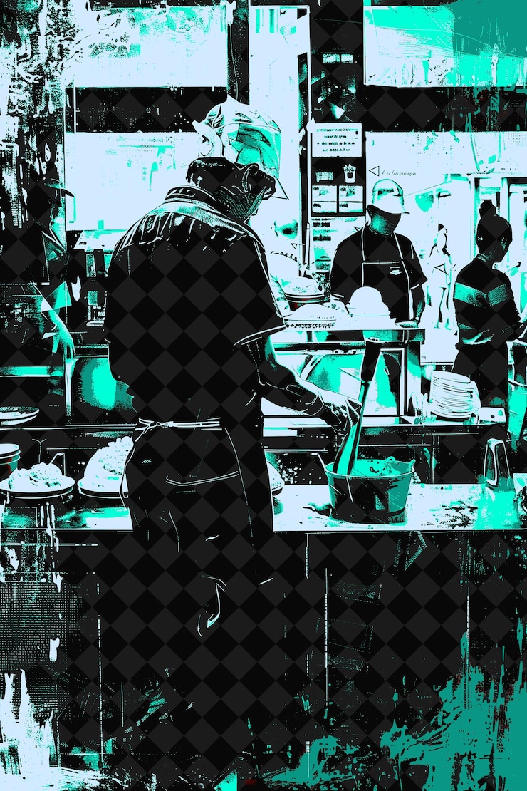 PSD escena de gelado com um fabricante de gelado recolhendo e um cliente na itália cultura desenho de ilustração