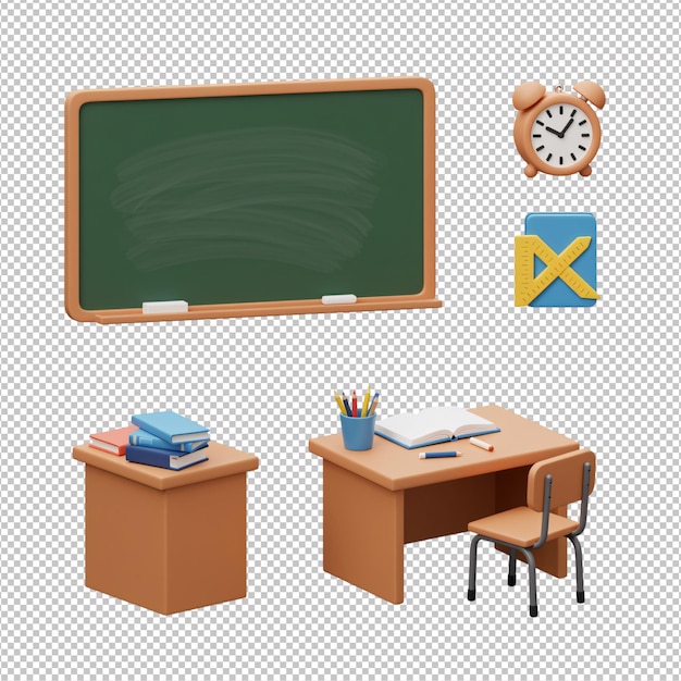 Escena de sala de aula em 3D