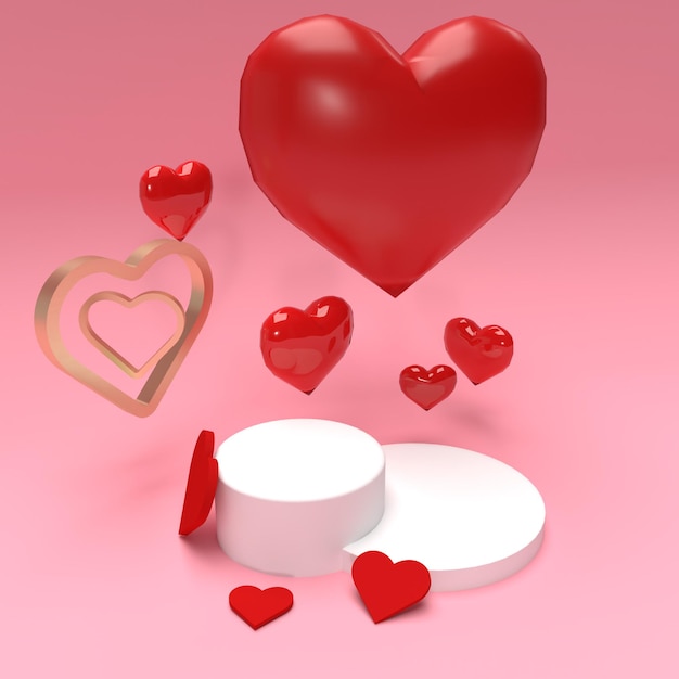 Escena del escenario del producto de celebración de San Valentín para publicidad y espectáculo