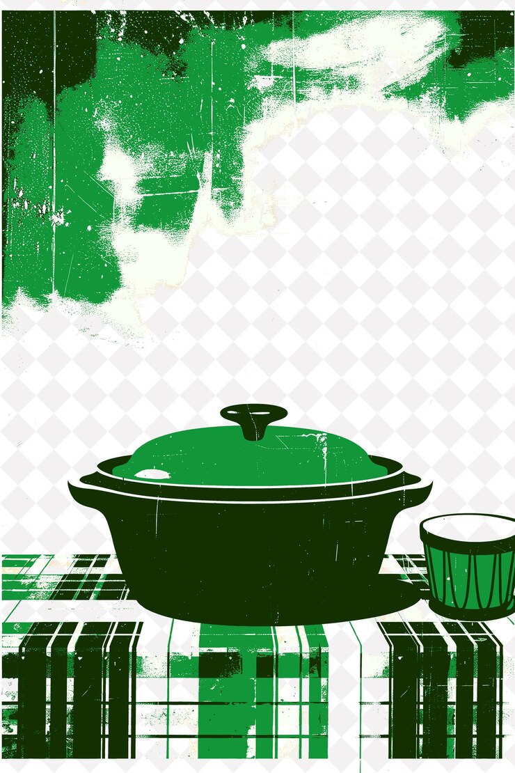 PSD escena de feijoada con una olla hirviendo un tambor de atabaque rojo escena y cultura de brasil ilustraciones