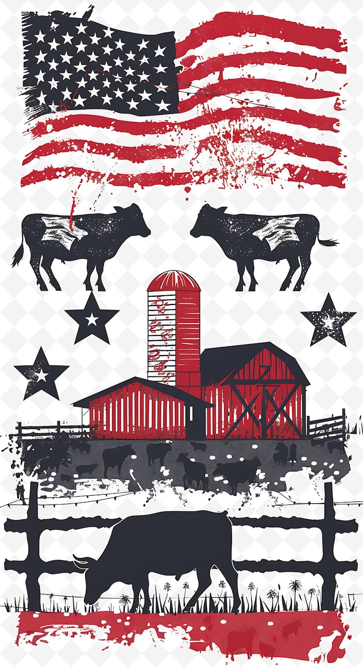 PSD escena de feria agrícola con una feria del condado y un diseño de cartel de ilustración plana de un bar de ganado