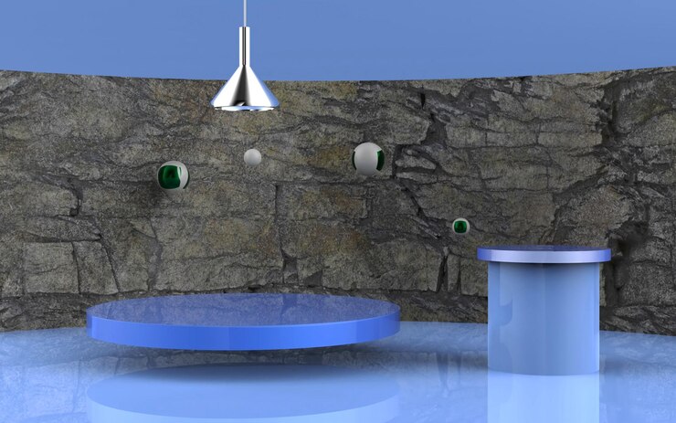 PSD escena de fondo azul de podio para mostrar el producto con la mejor representación 3d lista para usar