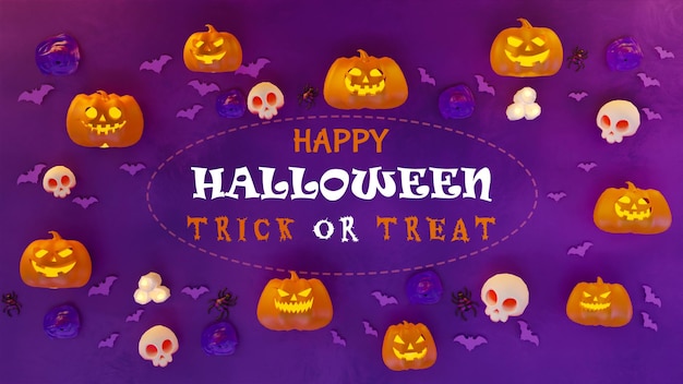 Escena de fondo feliz halloween en renderizado 3d realista