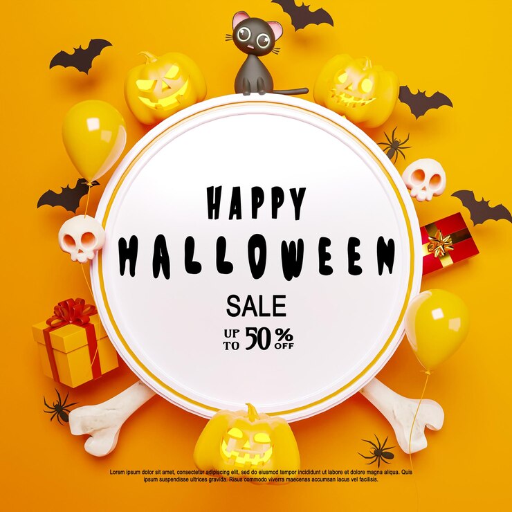 Escena de fondo feliz halloween en renderizado 3d realista