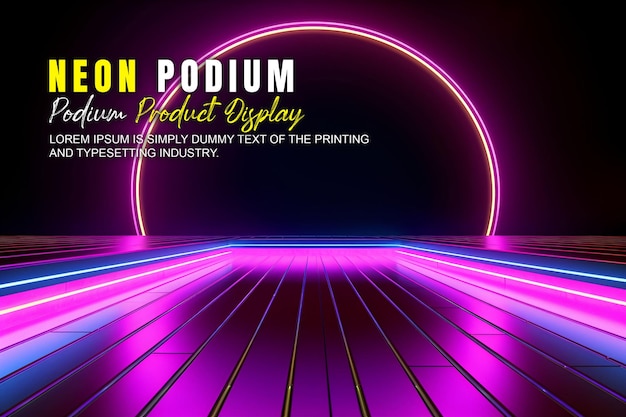 Escena futurista palco de exibição de produto modelo de apresentação de produto com cena de luz de néon