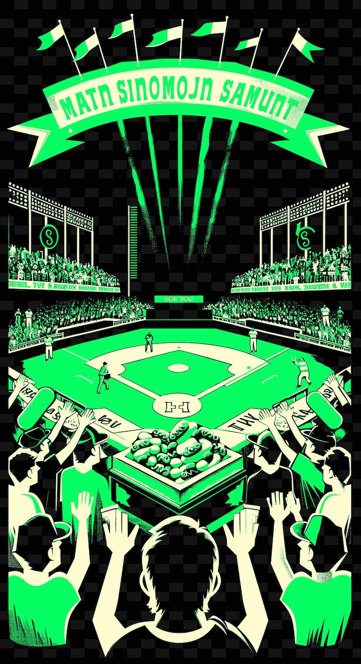PSD una escena de un juego de béisbol con aficionados animando en las gradas hot d diseños de ideas de ilustración creativa