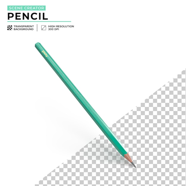 escena con lápiz verde de pie con una gran punta de grafito