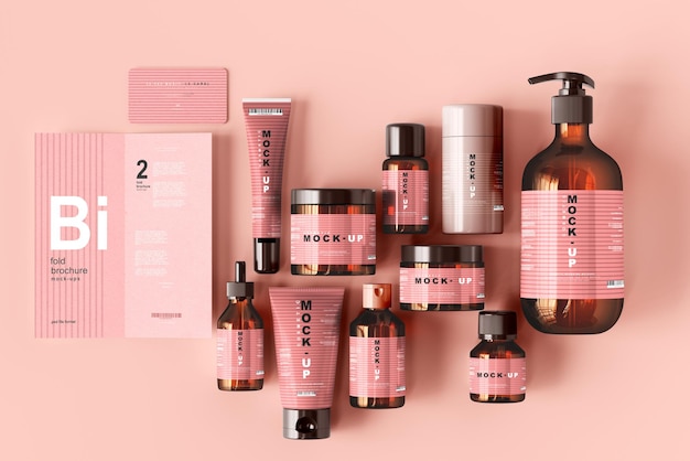 Escena de maqueta de marca cosmética