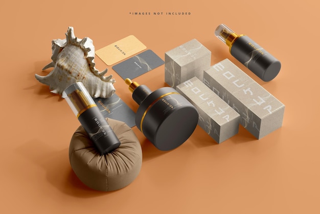 Escena de maqueta de marca cosmética