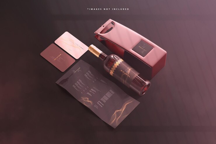 Escena de maqueta de marca de vino con tapón de rosca