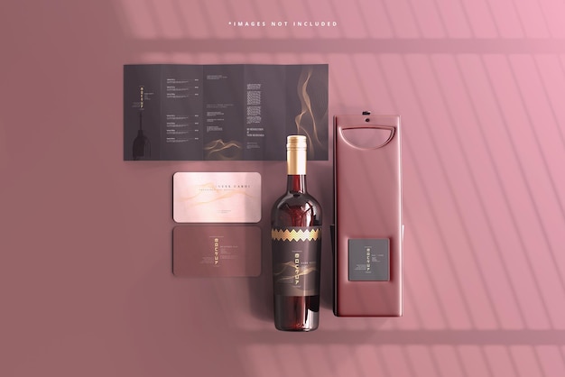escena de maqueta de marca de vino