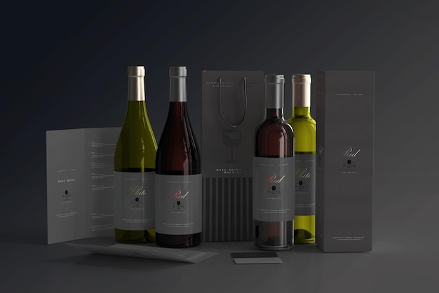 Escena de maqueta de marca de vino