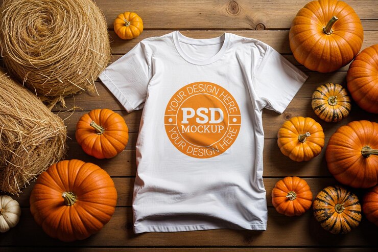 Escena de maquillaje de la camiseta de calabaza de otoño