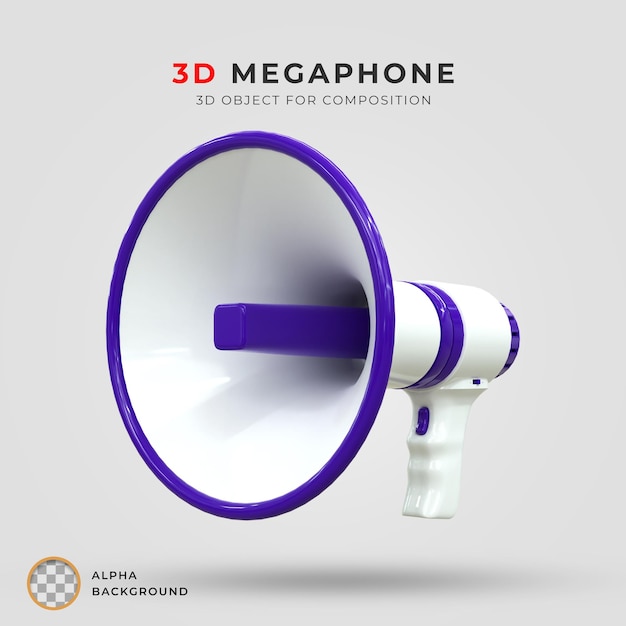 La escena del megáfono del altavoz en 3d y el icono en 3d