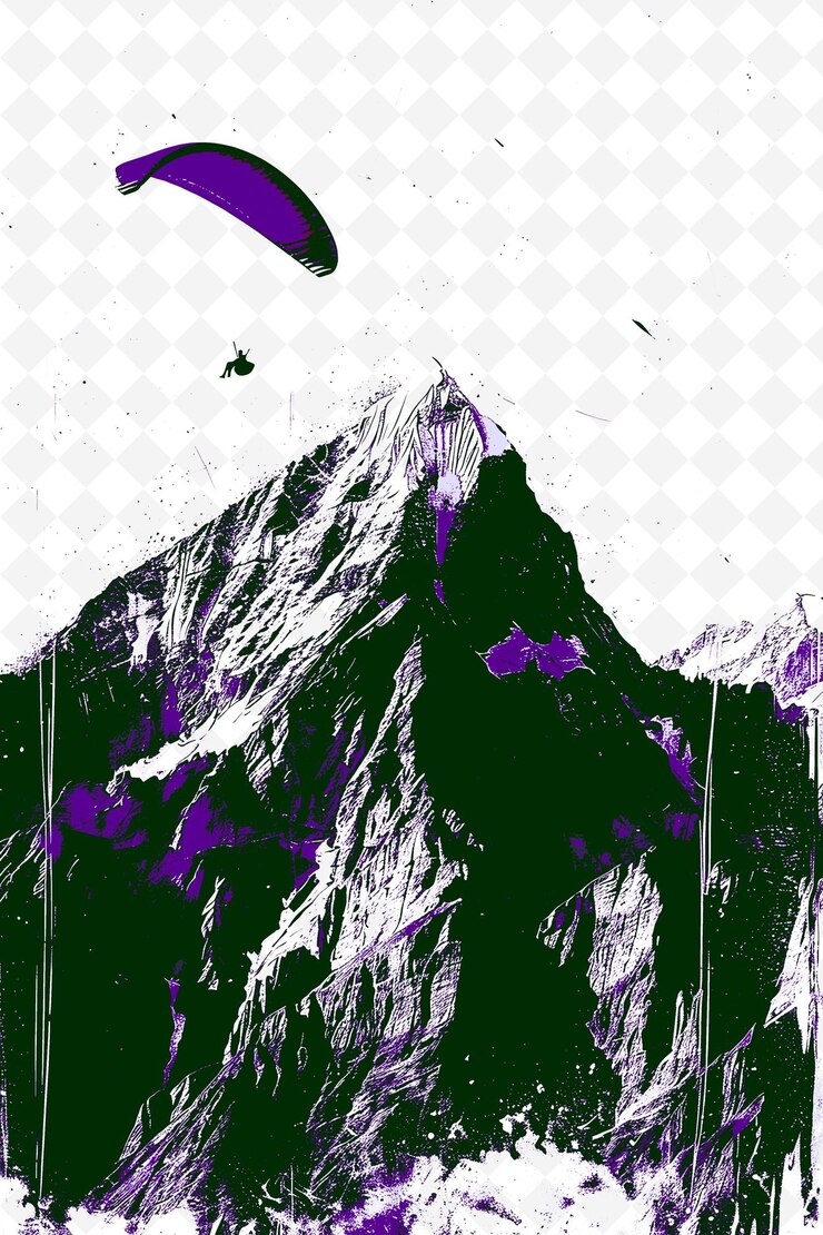PSD escena de la montaña de terespolis con un planeador y un pico una reilustración de la vida y la cultura brasileñas