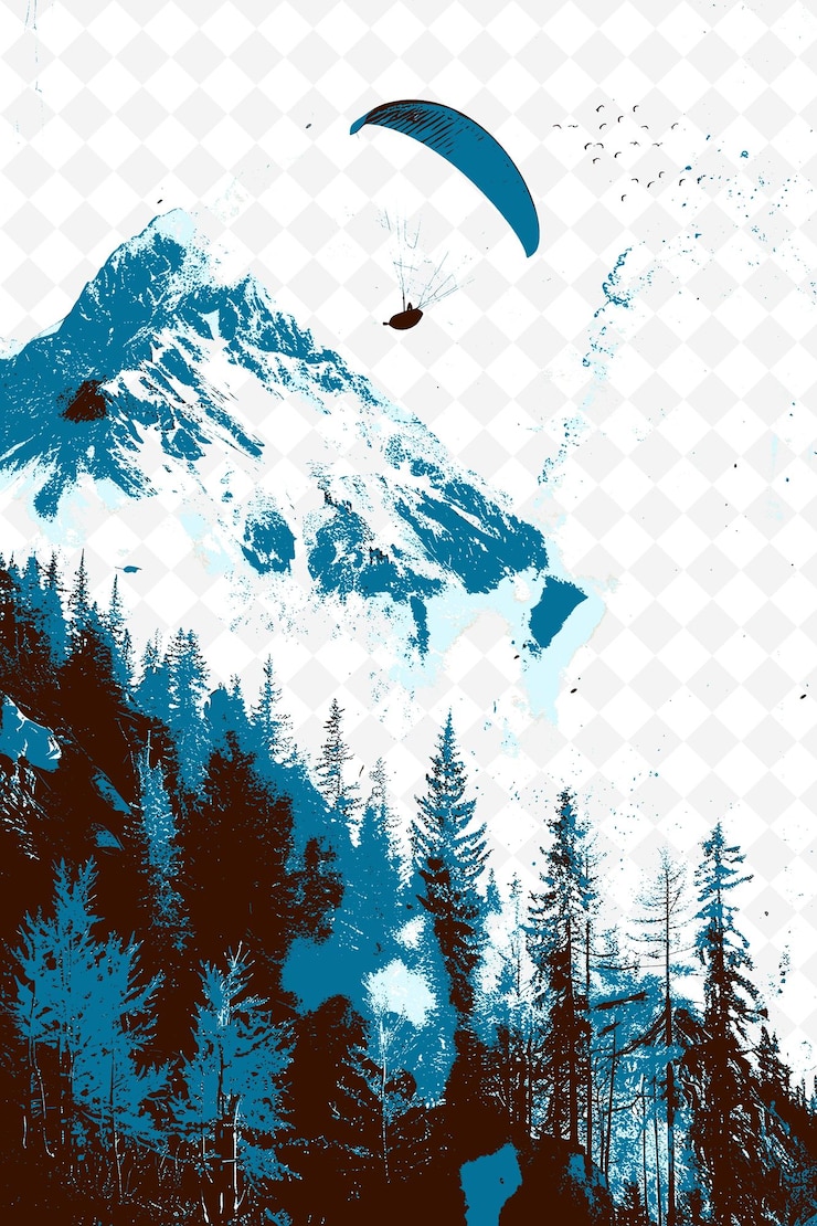 PSD escena de la montaña de terespolis con un planeador y un pico una reilustración de la vida y la cultura brasileñas