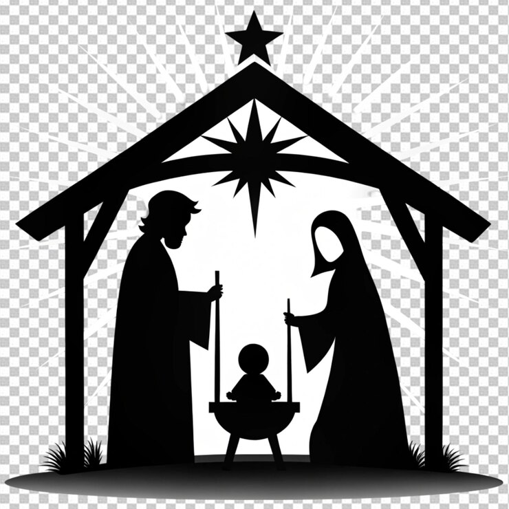PSD escena de la natividad ilustración cristiana