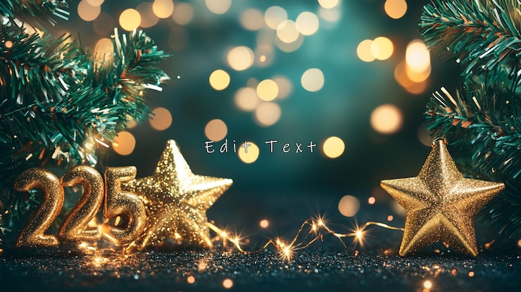 PSD escena navideña festiva con luces de estrellas de 2025