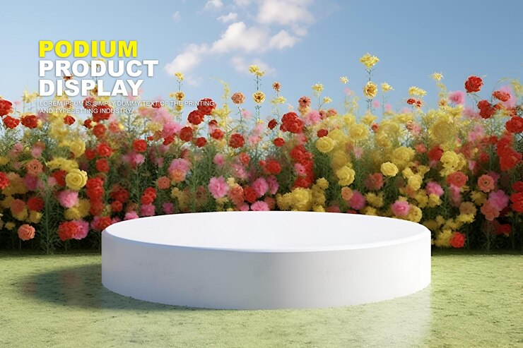 PSD escena de podio natural para la exhibición de productos modelo de exhibición de escenario para la presentación de productos de exhibición