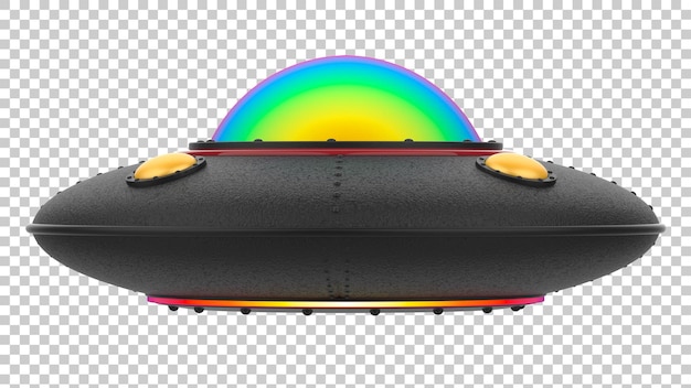 Escena de primer plano OVNI sobre fondo transparente Ilustración de renderizado 3d