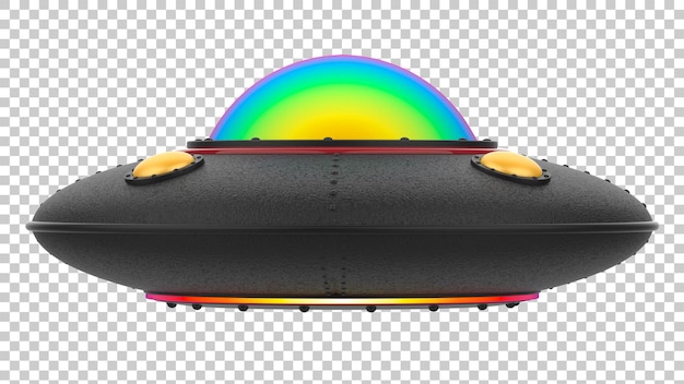 PSD escena de primer plano ovni sobre fondo transparente ilustración de renderizado 3d