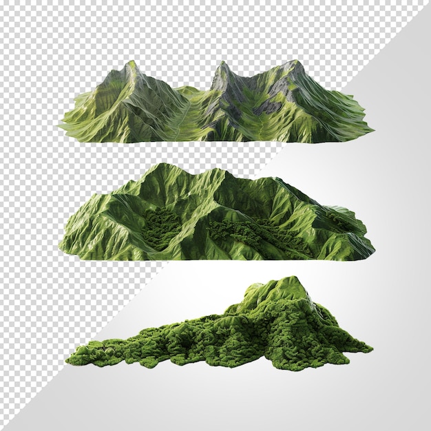 PSD escena realista de montaña aislada sobre un fondo blanco