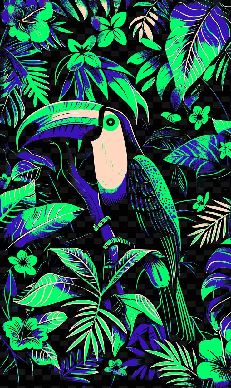 PSD escena de la selva brasileña con animales y plantas nativas de la ilustración de sostén vida y cultura brasileña