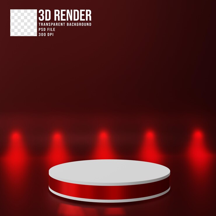 PSD escenario 3d con fondo de luz roja