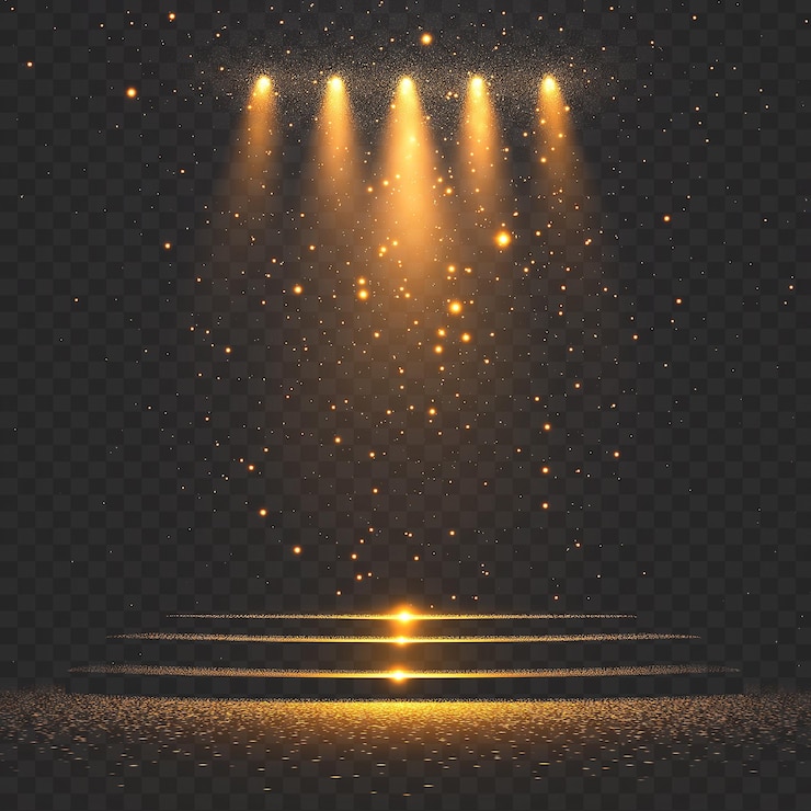 El escenario dorado con focos