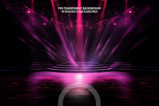 escenario con luces Efecto foco mágico Fondo transparente y fondo de escenario colorido