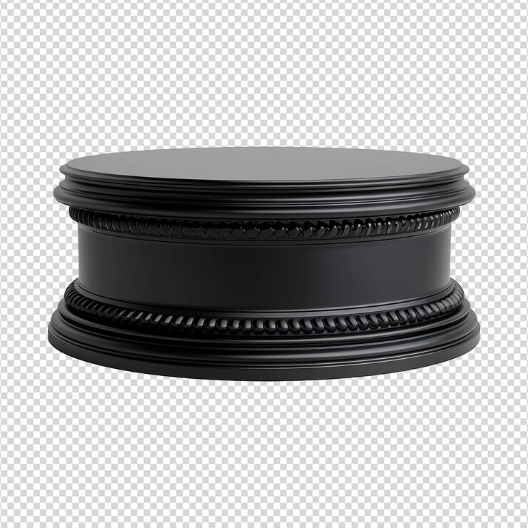 PSD escenario de podio negro en 3d con fondo transparente