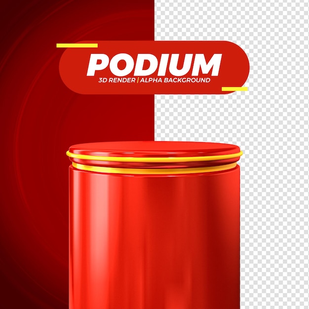 Escenario de podio rojo aislado para composición 3D Render Premium PSD