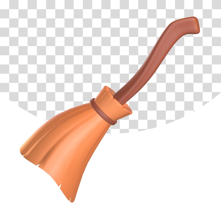 PSD escoba de bruja para decoración de halloween