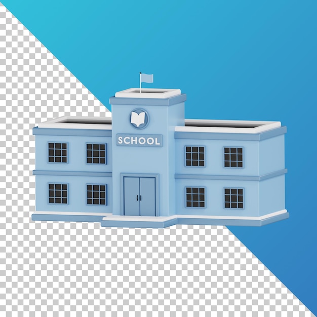 PSD escola 3d alta qualidade render fundo transparente