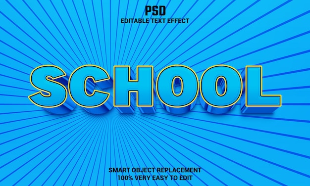 Escola 3D Texto Efeito objeto inteligente PSD TEXTO Efeito