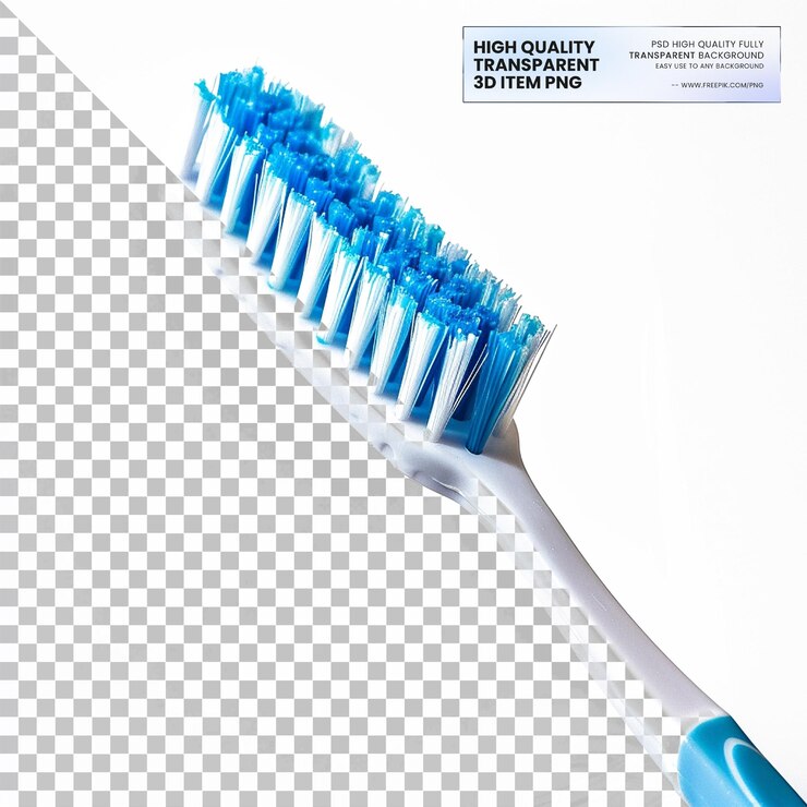 PSD escova de dentes um instrumento de higiene bucal de cerdas concebido para limpar dentes em fundo transparente