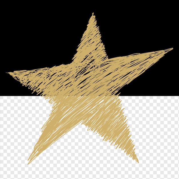 Escrever à mão o elemento de estrela dourada no elemento de fundo transparente