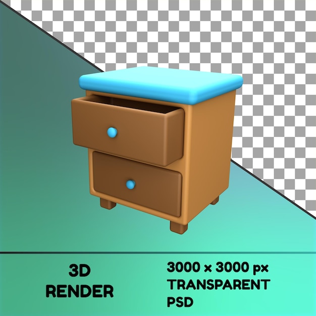 Un escritorio de computadora con una parte superior azul que dice 3D Render