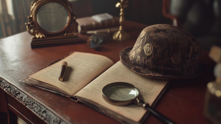 PSD el escritorio de los detectives antiguos.