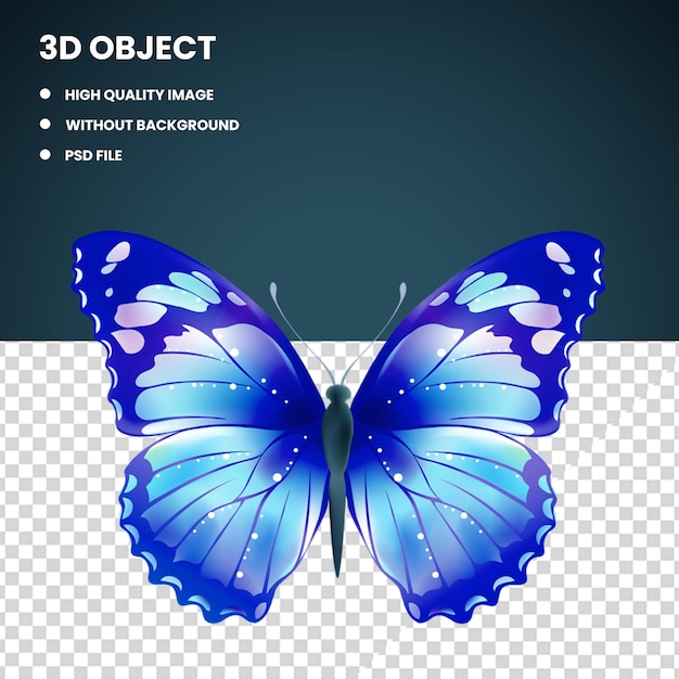 Escritorio de mariposa azul modelo 3d