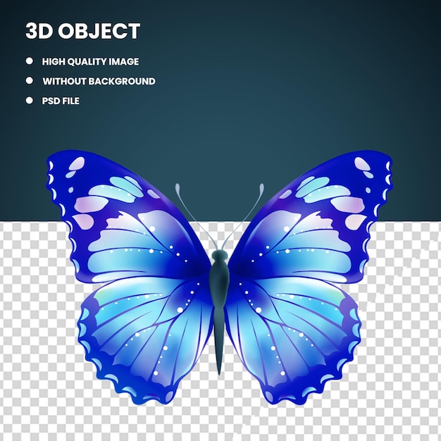 PSD escritorio de mariposa azul modelo 3d