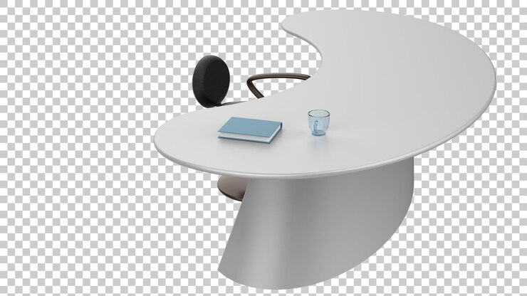 PSD escritorio de oficina aislado en la ilustración de representación 3d de fondo transparente