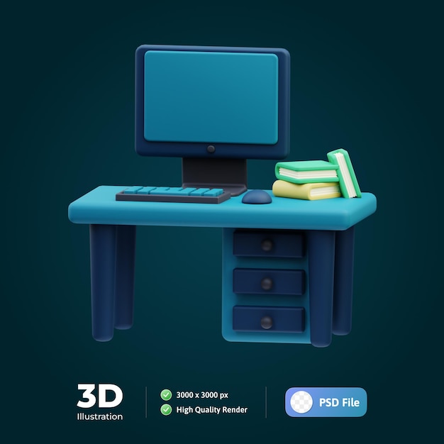 PSD escritorio oficina negocio 3d ilustración