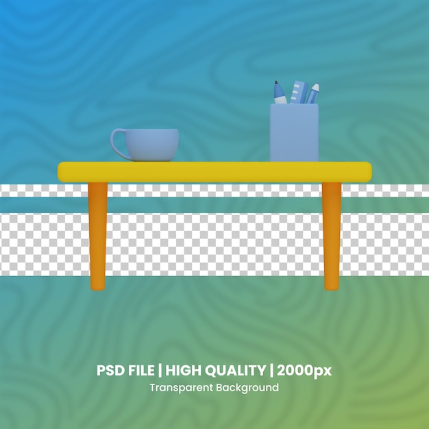 escritorio render 3d diseño gráfico render 3d conjunto archivo psd fondo transparente