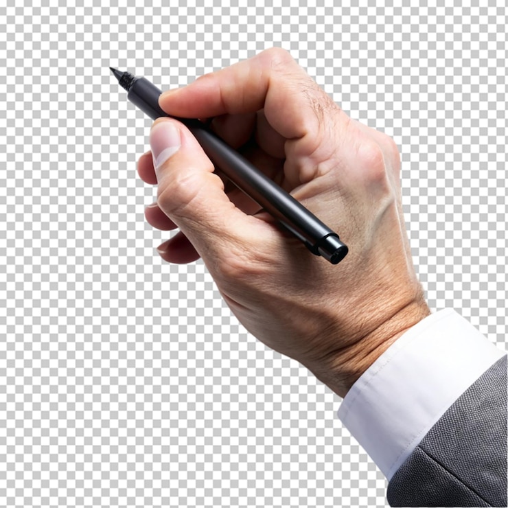 PSD escritura con bolígrafo en la mano
