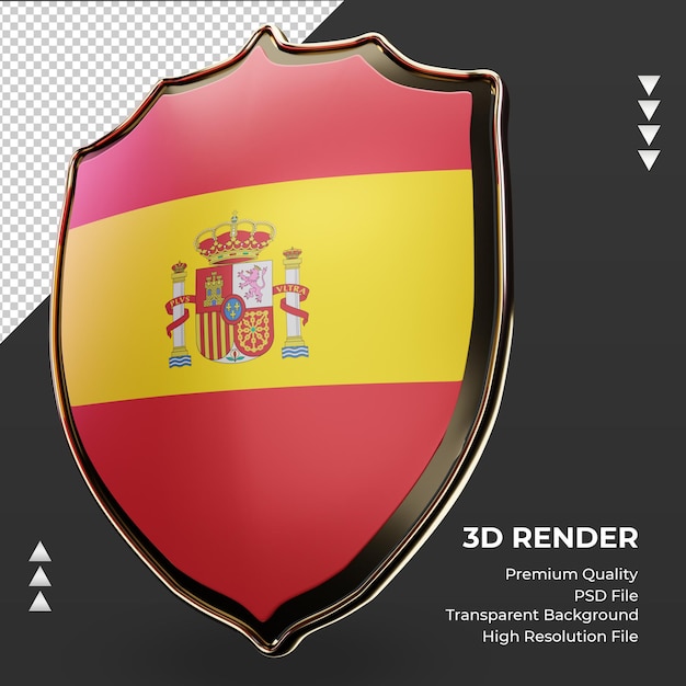 PSD escudo 3d bandeira da espanha renderizando a vista correta