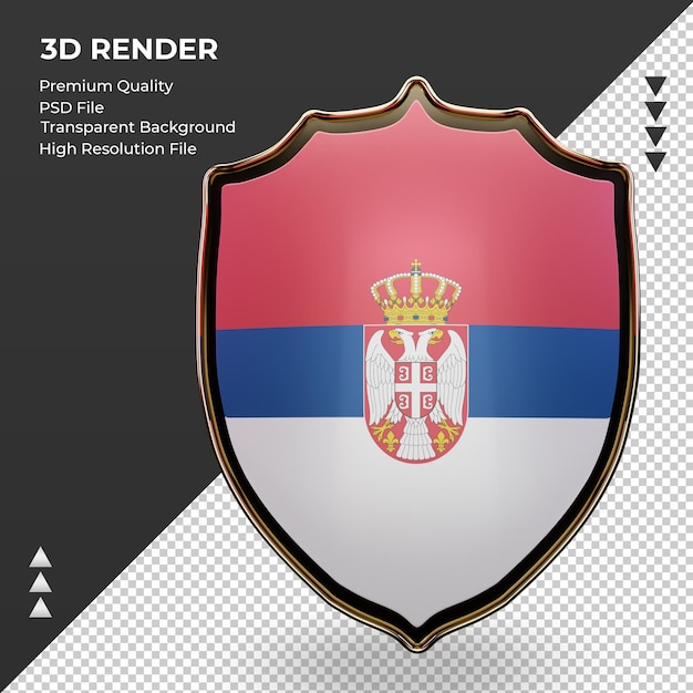 Escudo 3d bandeira da sérvia renderizando vista frontal