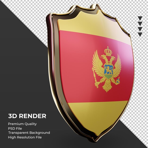 PSD escudo 3d bandeira de montenegro renderizando vista esquerda