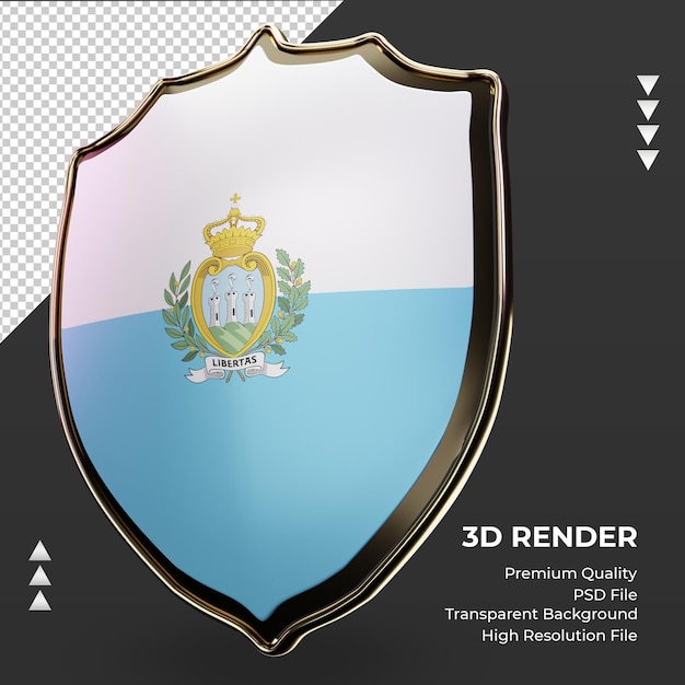 Escudo 3d bandeira de san marino renderizando vista correta